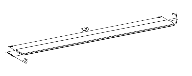 Beschwerungseisen für Rolladenendleiste (3er Set) - Technische Zeichnung